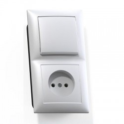 Блок БКВР 408 белый 1 клавишный выключатель + розетка без заземления  